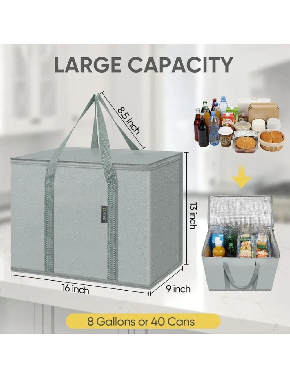 Insulated Storage Tote Bag - Light Gray - 2 Pack